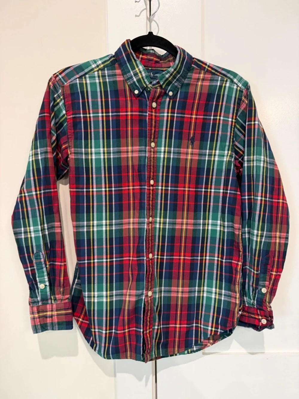 Ralph Lauren Plaid Tartan Button Down Shirt Boys Sz L (14 16)
